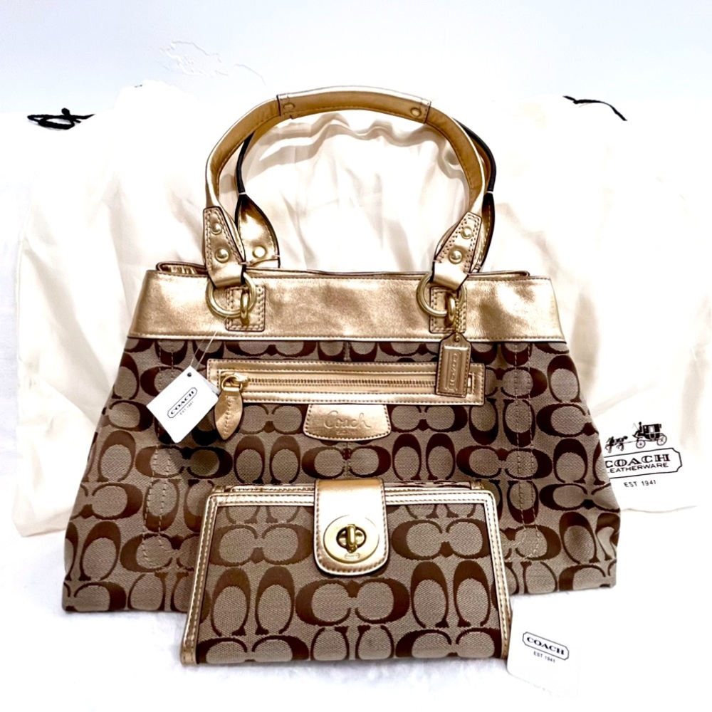 Coach Y2K NWT Penelope Gold Signature Jacquard Shoulder Bag with Wallet